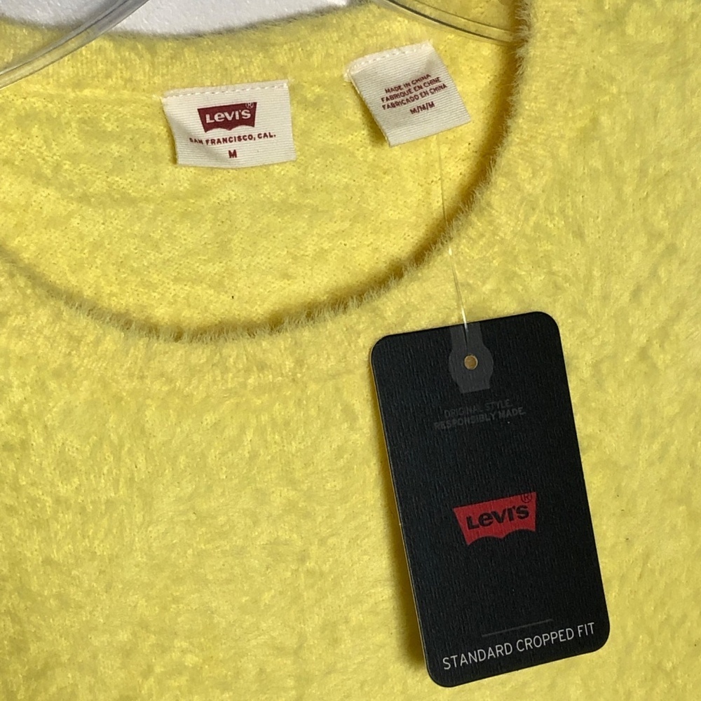 NWT Levi's Womens Yellow Fuzzy Sweater - Picture 4 of 7